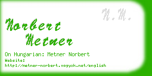 norbert metner business card